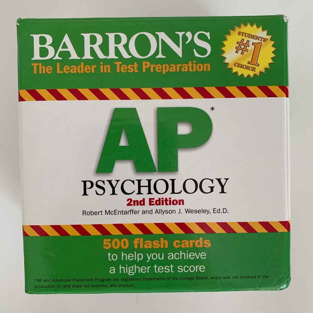 Barron’s AP Psychology Flash Cards Test Prep 500 PCS 2nd Edition Ring Included